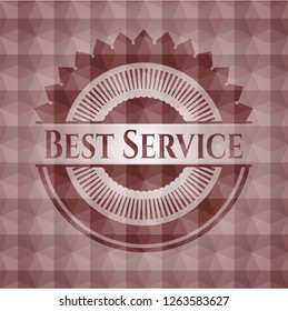 Best Service red seamless badge with geometric pattern background.
