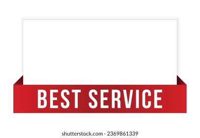 Best service red vector banner illustration isolated on white background