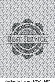 Best Service silver shiny emblem. Scales pattern. Vector Illustration. Detailed.