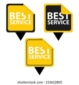 Best service sticker, label, sign, icon and symbol yellow color set. Vector