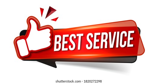 Best Service. Web Banner With Thumbs Up Icon 
