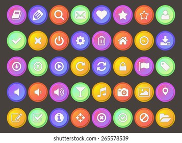 Best set of 40 hi-quality mobile or web metallic style vector buttons with icons. Can be used in applications
