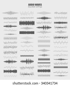 best set audio equalizer technology, pulse musical. Audio equalizer sound wave display horizontal. abstract isolated vector illustration