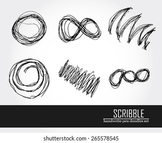Best set of handmade vector doodle pen scribble circles, spirals and other.
