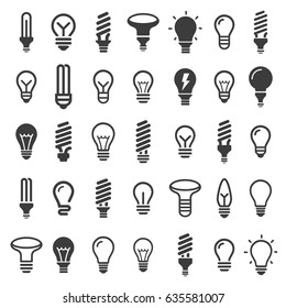 The best Set Light bulbs, Led lamps types, fluorescent, filament, halogen, diode and other illumination. Electric shop ideas.