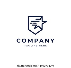 best shield star vector logo design. modern technology logo design