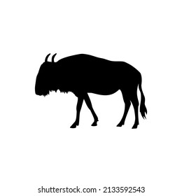 The Best Silhouette Wildebeest Image on White Background. Great to use as a design asset related to animals in Africa, especially the Wildebeest. Like an african adventure website or application. And