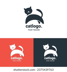 mejor vector de logotipo de gato simple