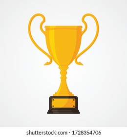 Best simple championship or competition trophy isolated white background. Gold cup trophy icon symbol in flat style. Vector illustration EPS.8 EPS.10