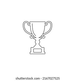 Best simple championship or competition trophy isolated white background. Flat style cup trophy line icon. Vector illustration