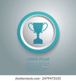 Best simple championship or competition trophy isolated white background. Flat style cup trophy blue icon. Vector illustration