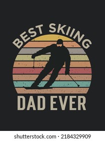 Best skiing dad ever happy father's day vintage tennis