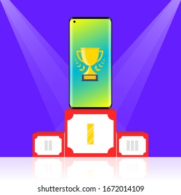Best Smart Phone Award on a Podium Illustration Vector