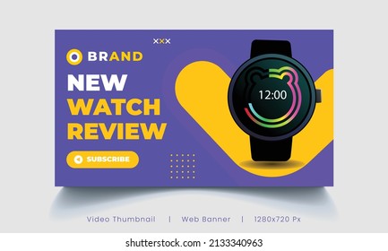 Best smart watch video thumbnail or web banner template. Customizable web banner template and thumbnail. Video cover photo fully editable for social media