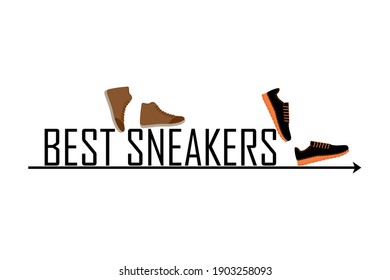 Best sneakers inscription. Vector illustration. Design logo, signboard and other ideas. 