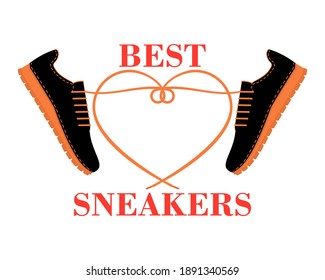 Best sneakers. Vector illustration, icon, logo. Side view. 