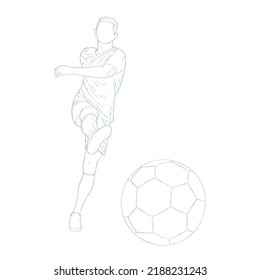 Best soccer player kicking ball line art design