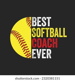 Mejor Entrenador de Softball de la historia - Diseño de camisetas de sóftbol de béisbol, gráficos vectoriales, afiches tipográficos o banners