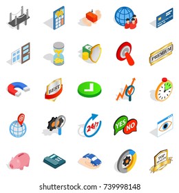 Best solution icons set. Isometric set of 25 best solution vector icons for web isolated on white background