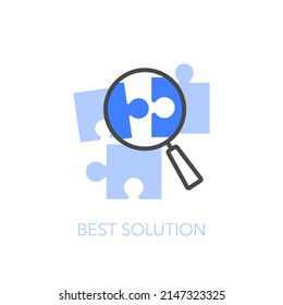 Best solution symbol with a magnifier and puzzle. Easy to use for your website or presentation.