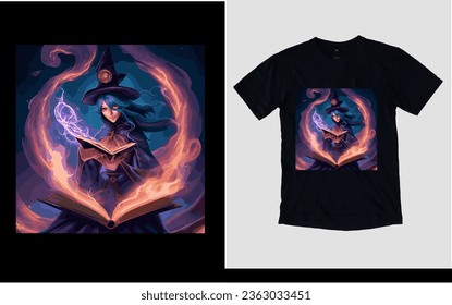 Best spooky girl and fire Hallowing T-shirt design.