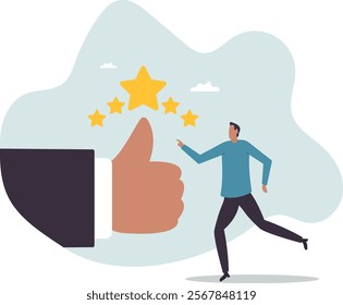 Best star rating, high quality product or good quality service, excellence customer feedback, user experience or five stars ranking concept,business concept.flat character.