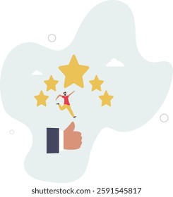 Best star rating, high quality product or good quality service, excellence customer feedback, user experience or five stars ranking concept.flat character life .