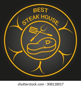 Best steak house. Vector retro vintage logo. Label. Design template illustration.