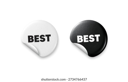 Best sticker tags. Glitter paper price badge. Best promotion tag. Special offer Sale sign. Advertising Discounts symbol. Offer round sticker. Promo banner. Vector