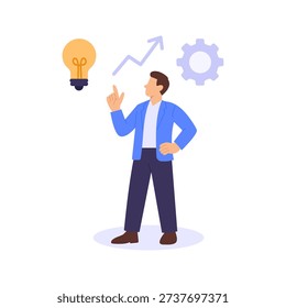 Best Strategy, selecting most effective action plan, Flat vector character illustration