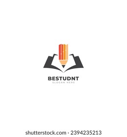 Best student with book logo vector. Education logo template design concept, student progress and success in learning.