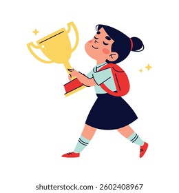 best student girl holding a trophy