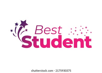 Best Student Logo Design Or Student Celebration. Vector Best Student Illustration On White Background. Intelligent Student