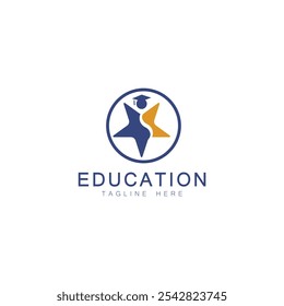 Best student with star logo vector. Education logo template design concept, student progress and success in learning.
