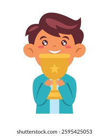 Best Student Young boy holding trophy