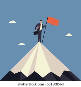 The best and success.Businessman climb to top of the mountain.Business concepts in vector.