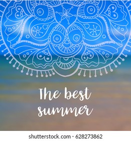 The best summer banner with mandala. Vector illustration