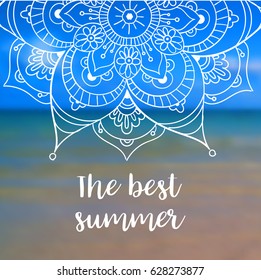 The best summer banner with mandala. Vector illustration