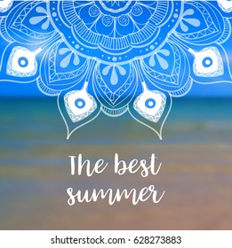 The best summer banner with mandala. Vector illustration