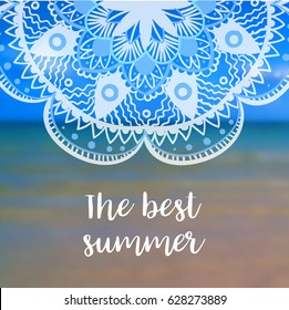 The best summer banner with mandala. Vector illustration