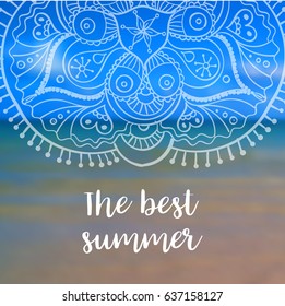 The best summer banner with mandala. Vector illustration