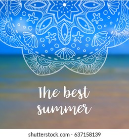 The best summer banner with mandala. Vector illustration