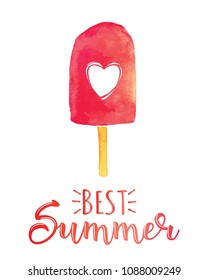 Best Summer. Creative graphic vector lettering illustration. Retro design with an ice-cream.
