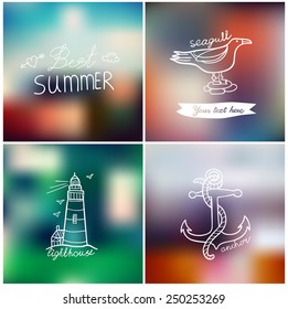 Best summer set on blurred background.