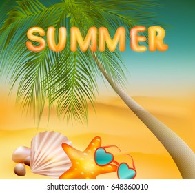 Best summer vacation on the beach, vector illustration