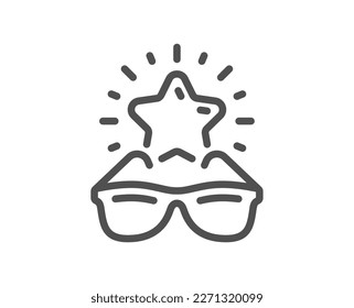 Bestes Sonnenbrillen-Symbol. Sonnenbrille überprüft Sternzeichen. Brillensymbol der Spitzenklasse. Qualitätsdesign-Element. Symbol für die beste Brille im linearen Stil. Bearbeitbarer Strich. Vektorgrafik