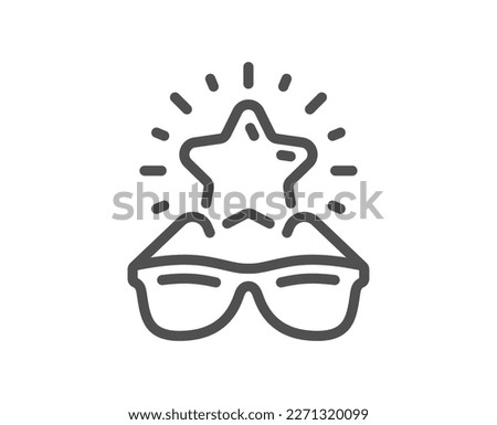 Best sunglasses line icon. Sun glasses review star sign. Top rate eyewear symbol. Quality design element. Linear style best glasses icon. Editable stroke. Vector