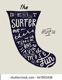 best surfer surfboard fin motivational quote lettering print