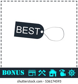 Best tag icon flat. Simple vector symbol and bonus icon