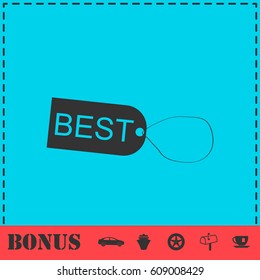 Best tag icon flat. Simple vector symbol and bonus icon